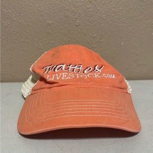 Trattles Livestock.Com Orange Salmon White Mesh Trucker Snapback Hat Cap